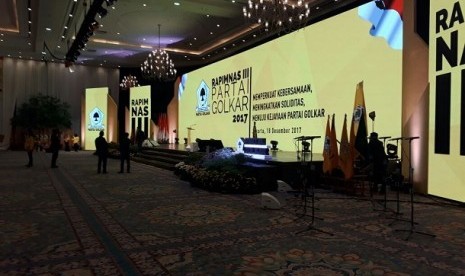 Suasana JCC Senayan jelang pelaksanaan Rapimnas dan Munaslub Golkar, Senin (17/12)