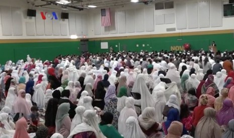 Suasana jelang shalat Idul Fitri di New York, AS