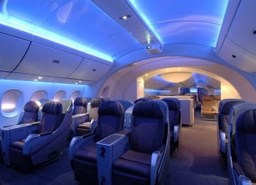 Suasana kabin Boeing 787 Dreamliner