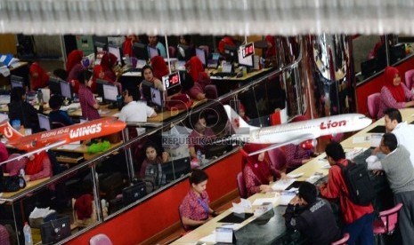 Suasana kantor pusat PT Lion Air, Jakarta, Senin (23/2). 