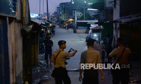 Suasana kawasan Kalijodo tampak sepi, Jakarta, Selasa (23/2).