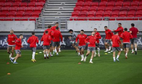 Suasana latihan timnas Hungaria jelang menghadapu Serbia di Kualifikasi Euro 2024.