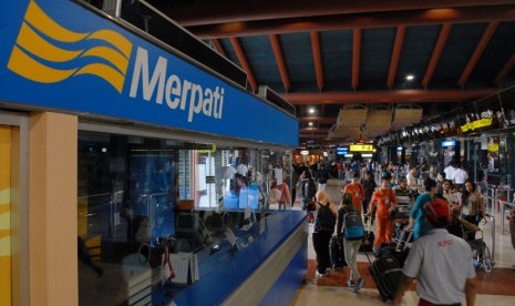 Suasana loket penerbangan Merpati yang tutup di terminal 2F, Bandara internasional Soekarno Hatta, Tangerang, Banten, Kamis (6/2).  (Antara/Lucky.R)