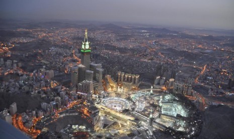 Suasana Masjidil Haram dilihat dari udara