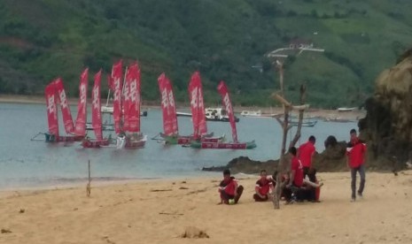 Suasana pantai Kuta Mandalika kabupaten Lombok Timur NTB.