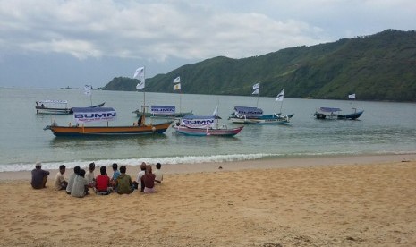 Suasana pantai Kuta Mandalika kabupaten Lombok Timur NTB.