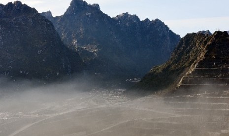 Suasana pemandangan Grasberg Mine milik PT. Freeport Indonesia.