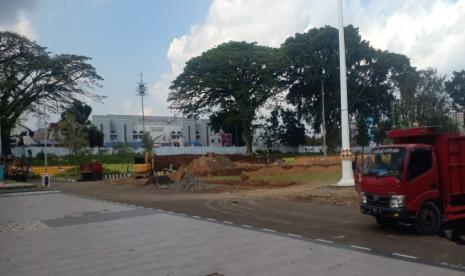 Suasana pembangunan Alun-Alun terintegrasi Kota Sukabumi, Rabu (25/8