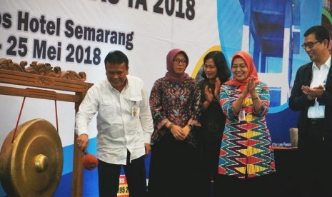 Suasana pembukaan rapat koordinasi nasional (rakornas) Asosiasi Pengelola Sistem Peyediaan Air Minum dan Sanitasi (SPAMS) Perdesaan.