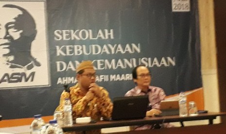 Suasana pembukaan Sekolah Kebudayaan dan Kemanusiaan Syafii Maarif di Bogor, Ahad (22/7).