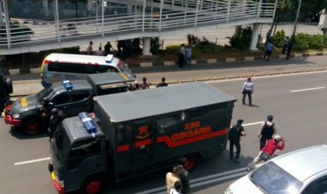 Suasana pengamanan disekitar lokasi serangan teror Sarinah, Jakarta Pusat