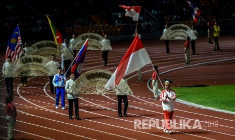 Suasana penutupan SEA Games 2019 di Stadion Atletik New Clark City, Tarlac, Filipina, Rabu (11/12/2019).