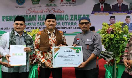 Suasana peresmian Kampung Zakat di Desa Janji, Kecamatan Bilah Barat, Kabupaten Labuhanbatu, Sumatera Utara (Sumut), Jumat (16/12/2022).