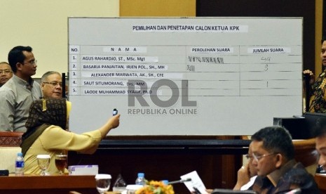 Suasana penghitungan suara calon pimpinan Komisi Pemberantasan Korupsi (KPK) di Komisi III DPR RI, Jakarta, Kamis (17/12). (Republika/Rakhmawaty La'lang)