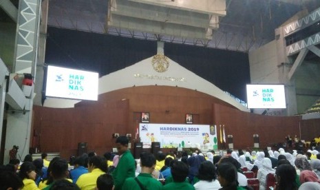 Suasana peringatan Hardiknas 2019 di kampus UI Depok.