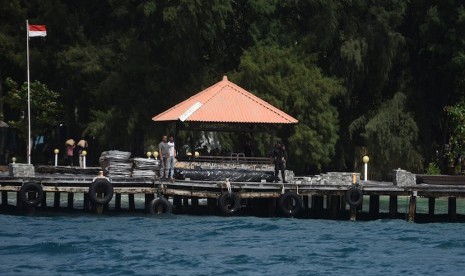 Suasana Pulau Sebaru Kecil di Kepulauan Seribu, Jakarta, Rabu (26/2/2020).