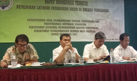 Suasana Rapat Koordinasi Tematik Pemenuhan Layanan Pendidikan Dasar di Daerah Tertinggal Kemendes PDT, Selasa (16/5).