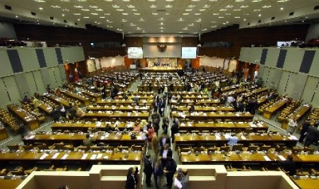 Suasana rapat paripurna RUU Pemilu di Kompleks Parlemen Senayan, Jakarta