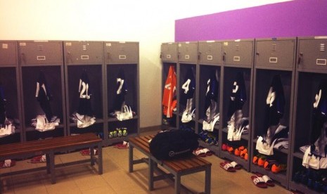 Suasana ruang ganti pemain Liverpool di Stadion Utama Gelora Bung Karno (SUGBK) Jakarta