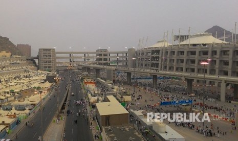 Lokasi tempat melontar jumrah (Jamarat) di Mina.