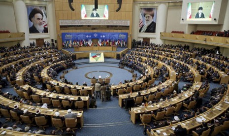 Suasana saat sesi Konferensi Internasional Keenam Mendukung Intifadah Palestina di Teheran, Iran, Selasa, 21 Februari 2017.