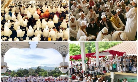 Suasana salah satu zikir akbar di Masjid Az-Zikra Sentul, Bogor, Jawa Barat.