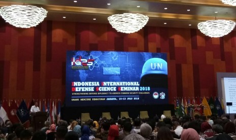 Suasana seminar Indonesia International Defense Science Seminar (IIDSS) 2018 di Jakarta, Rabu (11/7).