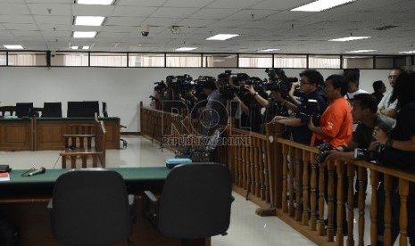 Suasana sidang dengan agenda dakwaan untuk OC Kaligis di Pengadilan Tipikor, Jakarta, Kamis (20/8).