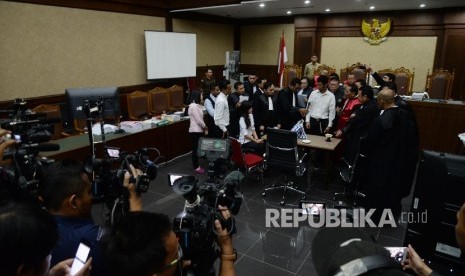 Suasana sidang lanjutan terdakwa Jessica Wongso di PN Jakarta Pusat, Rabu (27/7).