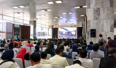 Suasana Sidang Tahunan MPR-RI Tahun 2019 di Gedung Nusantara III, Kompleks Parlemen, Senayan Jakarta, Jumat (16/8). 