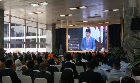 Suasana Sidang Tahunan MPR-RI Tahun 2019 di Gedung Nusantara III, Kompleks Parlemen, Senayan Jakarta, Jumat (16/8). 