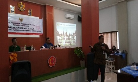 Suasana sosialisasi Pancasila di Universitas Muhammadiyah Cirebon, Kamis (4/4).