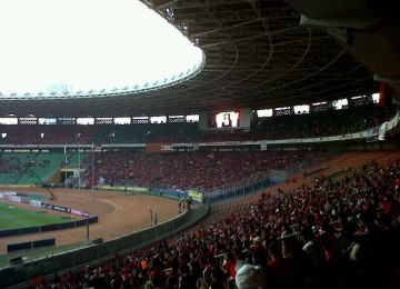 Suasana Stadion GBK menjelang pertandingan Indonesia vs Bahrain.