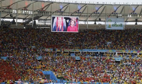 Suasana Stadion Maracana, Rio de Janeiro, saat Timnas Belgia menghadapi Rusia di laga Grup H Piala Dunia 2014 pada Ahad (22/6). 