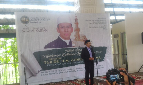 Suasana Tabligh Akbar oleh TGB. Dr. H. M. Zainul Majdi di Masjid Baitul Qur'an, Tangerang Selatan, Sabtu (13/1). Tema kegiatan kali ini adalah Membangun Optimisme Umat di Tahun 2018.