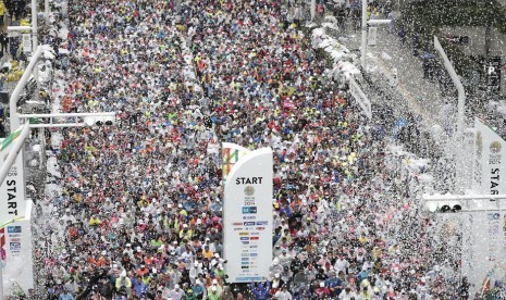 Suasana Tokyo Marathon 2019. 120 atlet Merah Putih bakal mengikuti Tokyo Marathon 2023 di Kota Tokyo, Jepang, pada 5 Maret mendatang.