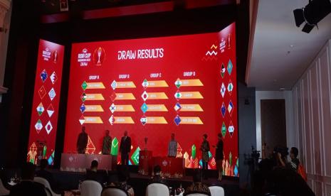 Suasana undian FIBA Asia Cup 2023 di Plaza Mandiri, Jakarta, Jumat (18/2/2022).