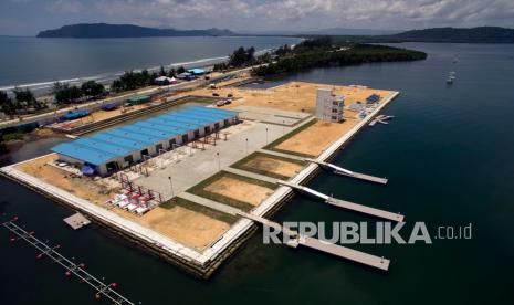 Venue dayung PON Papua di Teluk Youtefa, Kota Jayapura, Papua.