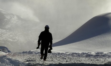 Suasana venue olahraga ski Olimpiade Musim Dingin Pyeongchang, Korea Selatan.