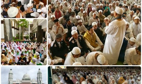 Suasana Zikir Akbar dan ikrar syahadat mualaf di Masjid Az-Zikra Sentul, Bogor, Jawa Barat, Ahad (2/4/2017).