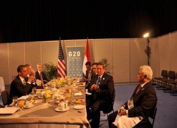 Suasana pertemuan Presiden SBY dengan Presiden Amerika Serikat Barack Obama