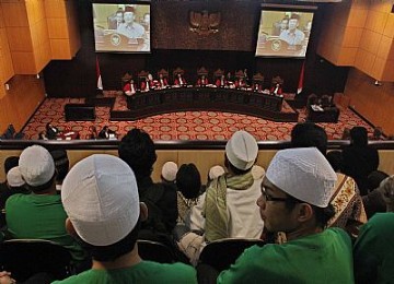 Suasana sidang uji materi UU Penodaan Agama di Mahkamah Konstitusi