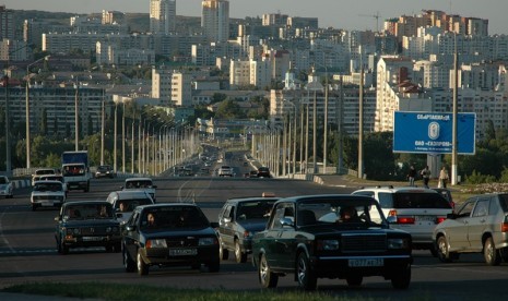 Sudut kota Belgorad, Rusia.