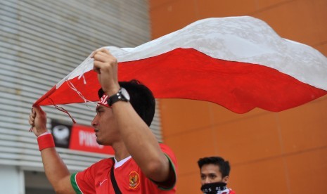 Suporter timnas Indonesia.