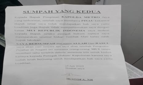 Surat Ancaman Pelaku Penembakan Kantor MUI Tahun Lalu