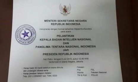 Surat undangan tertulis Badan Intelijen Nasional.