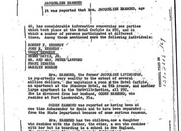 Surat yang memuat keterangan mengenai dugaan pesta seks keluarga Kennedy dan pesohor dunia lainnya.