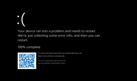 Tampilan baru penanda error di Windows 11 black screen of death.