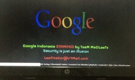 Tampilan laman Google Indonesia yang dibajak