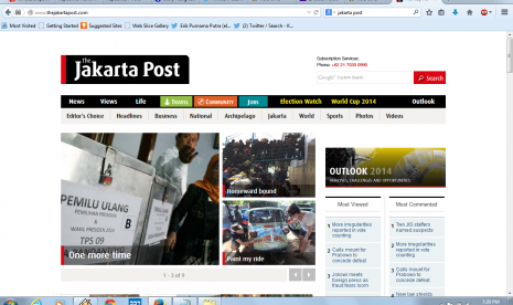 Tampilan laman The Jakarta Post.